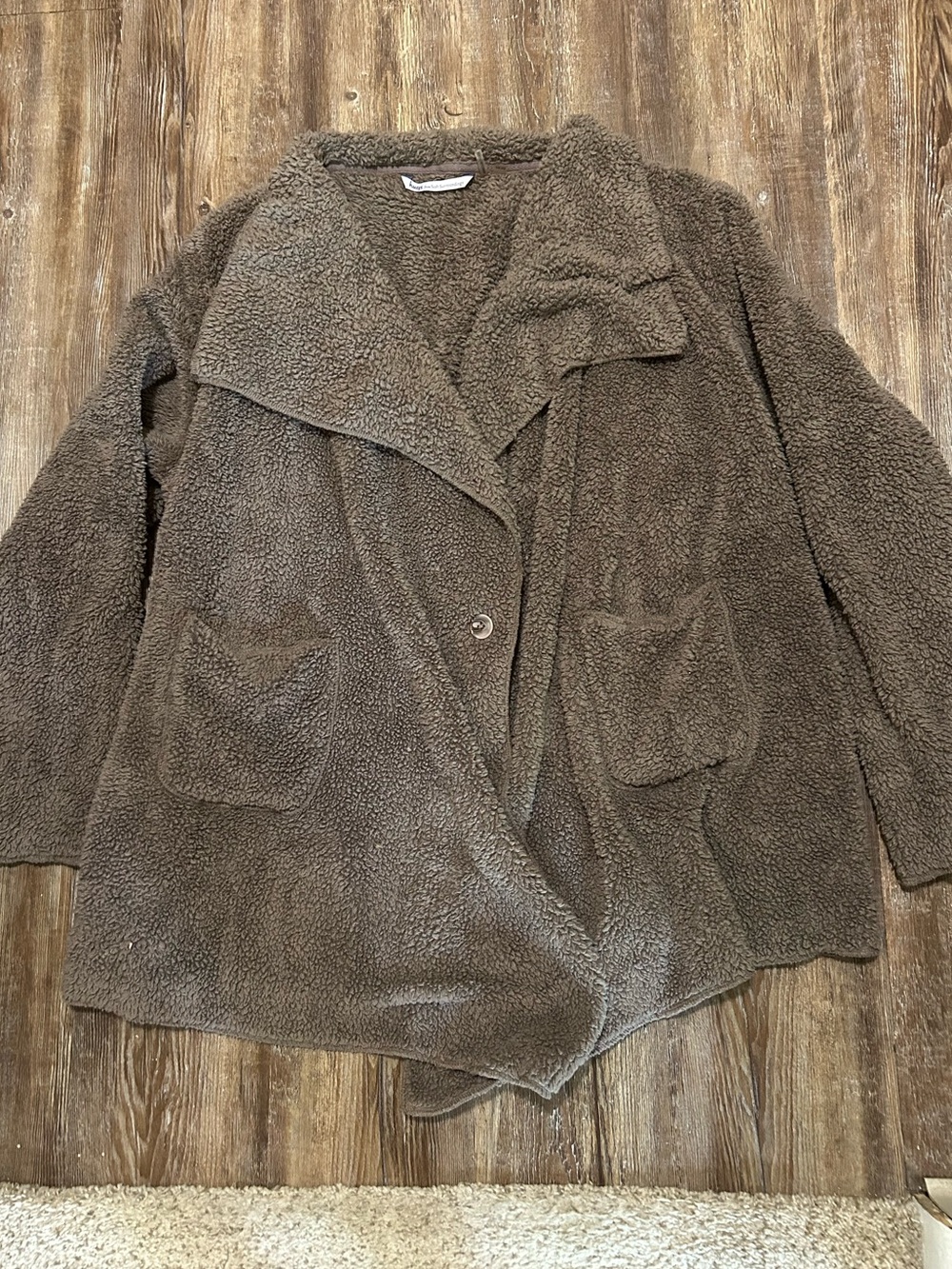 Hugs From Soft Surroundings Brown Oversized Fuzzy Button Cardigan Size OS